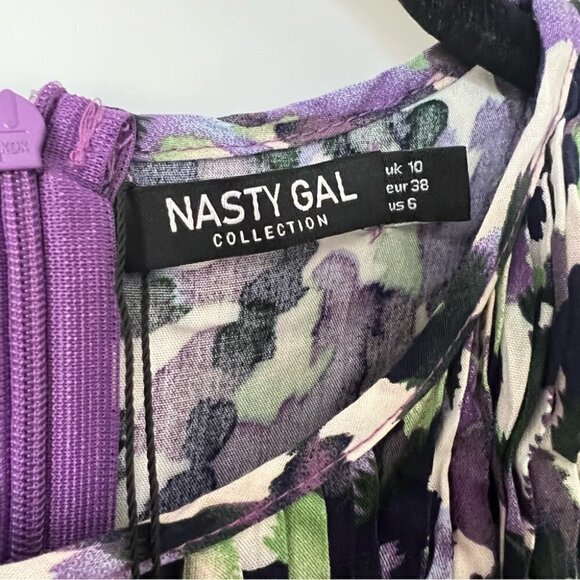 Nasty Gal,Women’s Abstract Print Keyhole Midaxi Tea Dress-Purple. Size:6(US) NWT - Picture 4 of 16